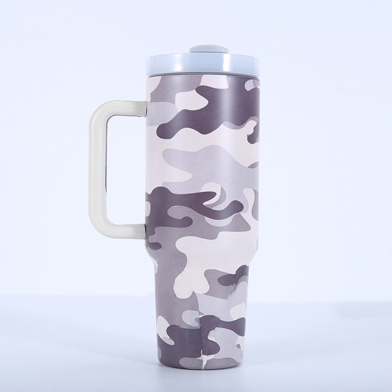 Wholesale Tumbler 40oz Stainless Steel Camouflage Leopard Print Car Portable Straw Thermos Cup Ice Bullies Cup